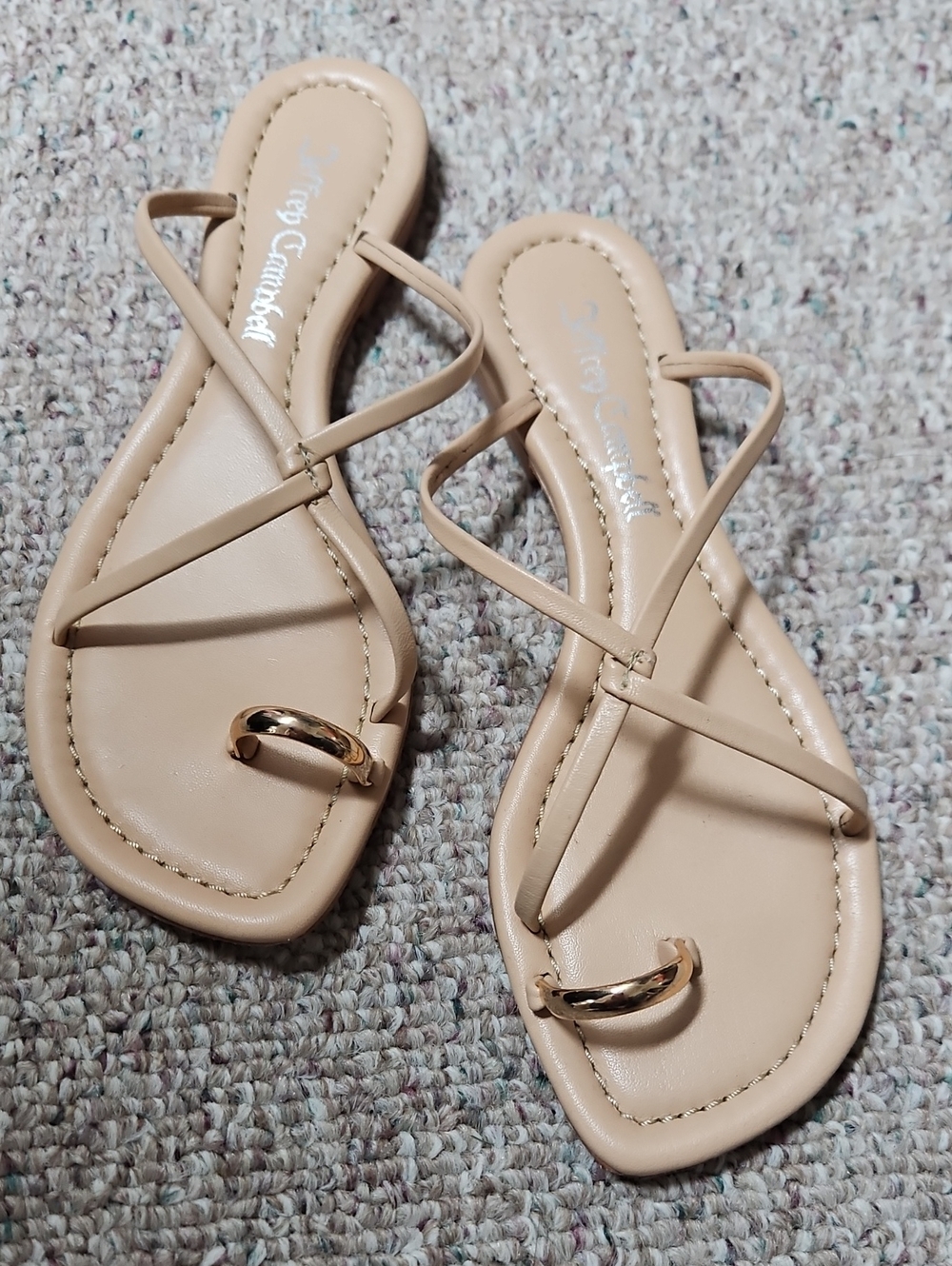 Jeffrey Campbell Strappy Toe-Ring Leather Sandals in Nude